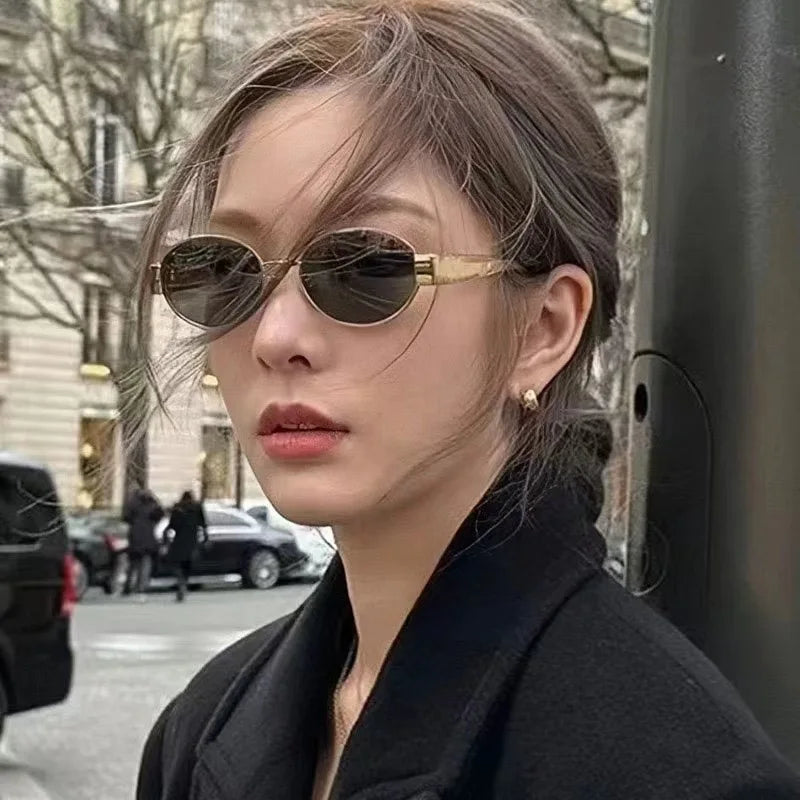 Stylish Unisex Oval Sunglasses Retro Shades for Summer Fun Clean Vanilla Store