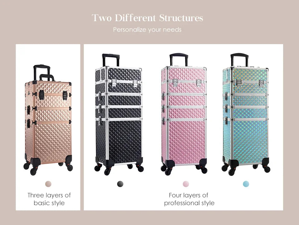 Detachable 4 in 1 Makeup Trolley Case on Wheels Clean Vanilla Store