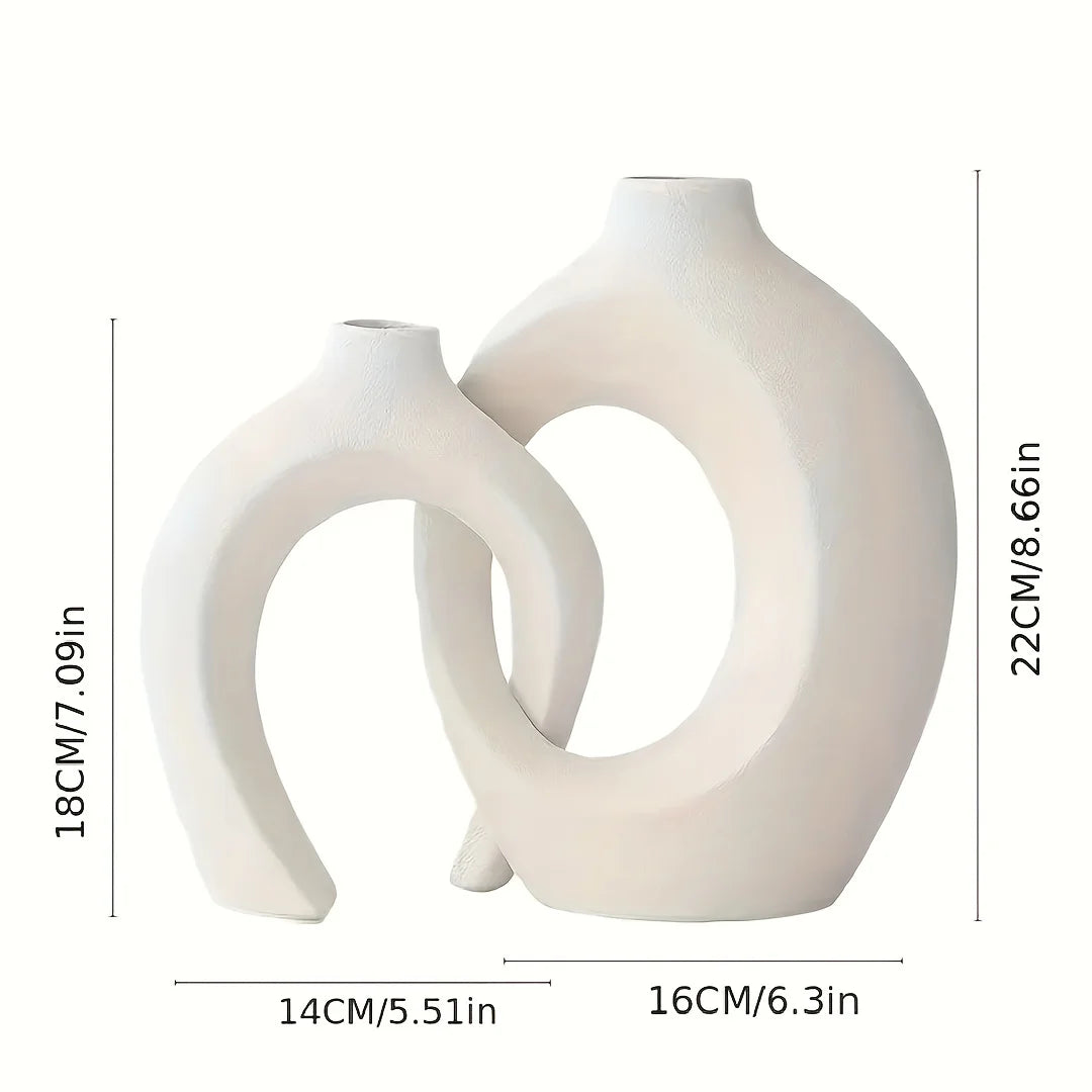 Hollow Nordic Modern Ceramic Vase Set of 2 Clean Vanilla Store