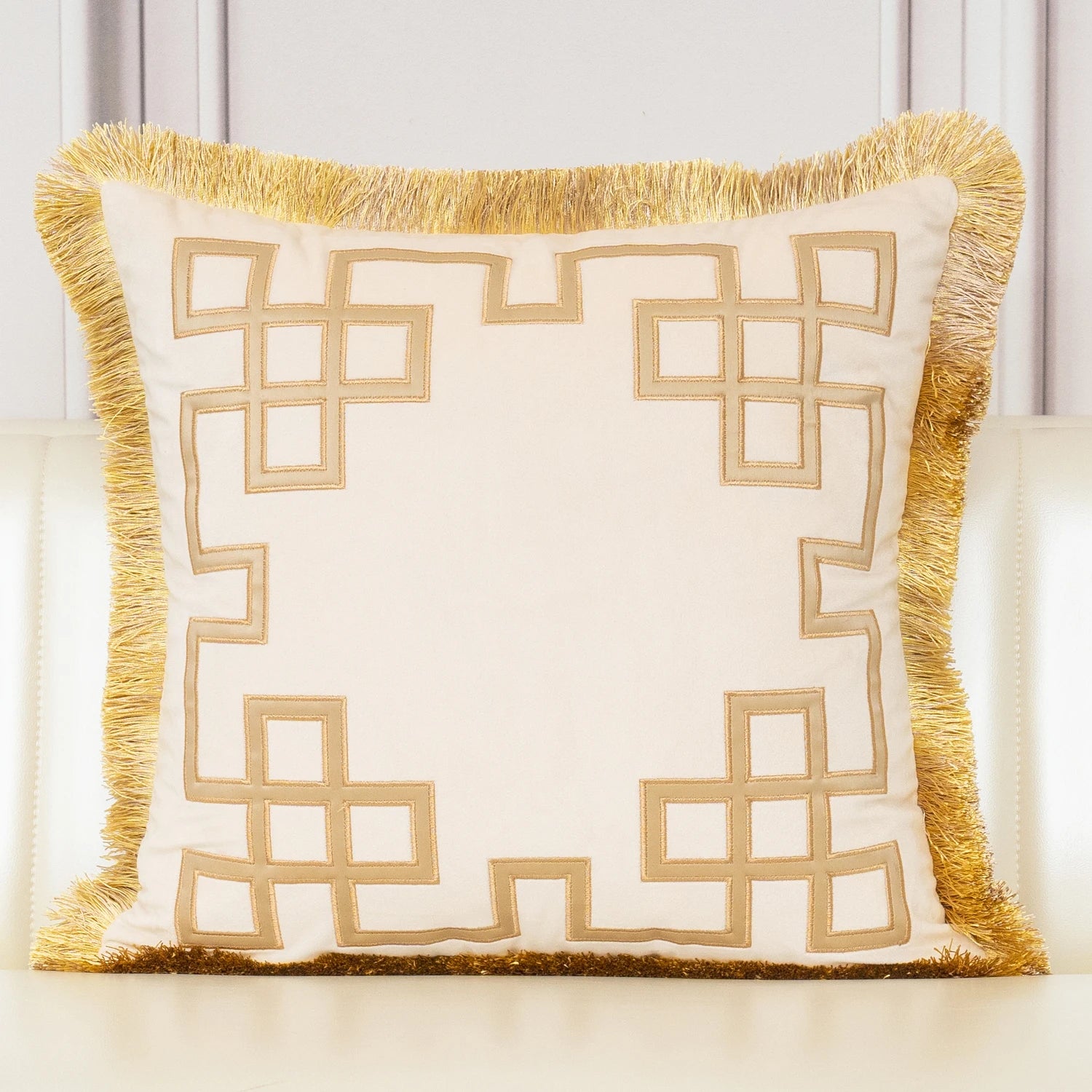 Luxury Gold Velvet Cushion Cover with Tassel Clean Vanilla Store