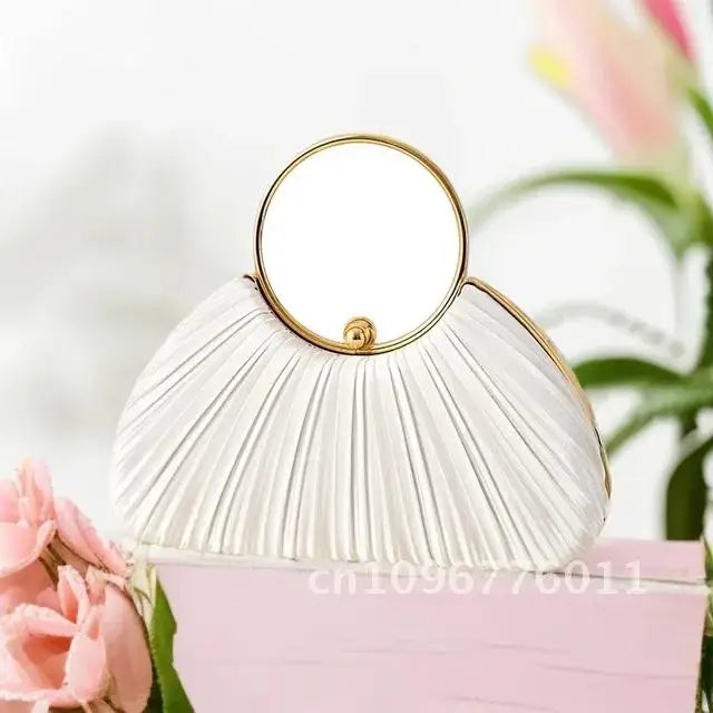 Women Satin Evening Top Handle Handbags - Party Bags Clean Vanilla Store