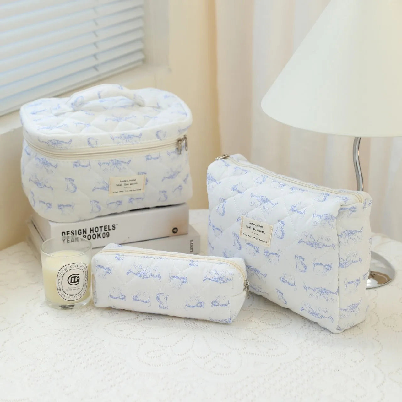 Cute Quilted Cotton Makeup Bag for Women Clean Vanilla Store