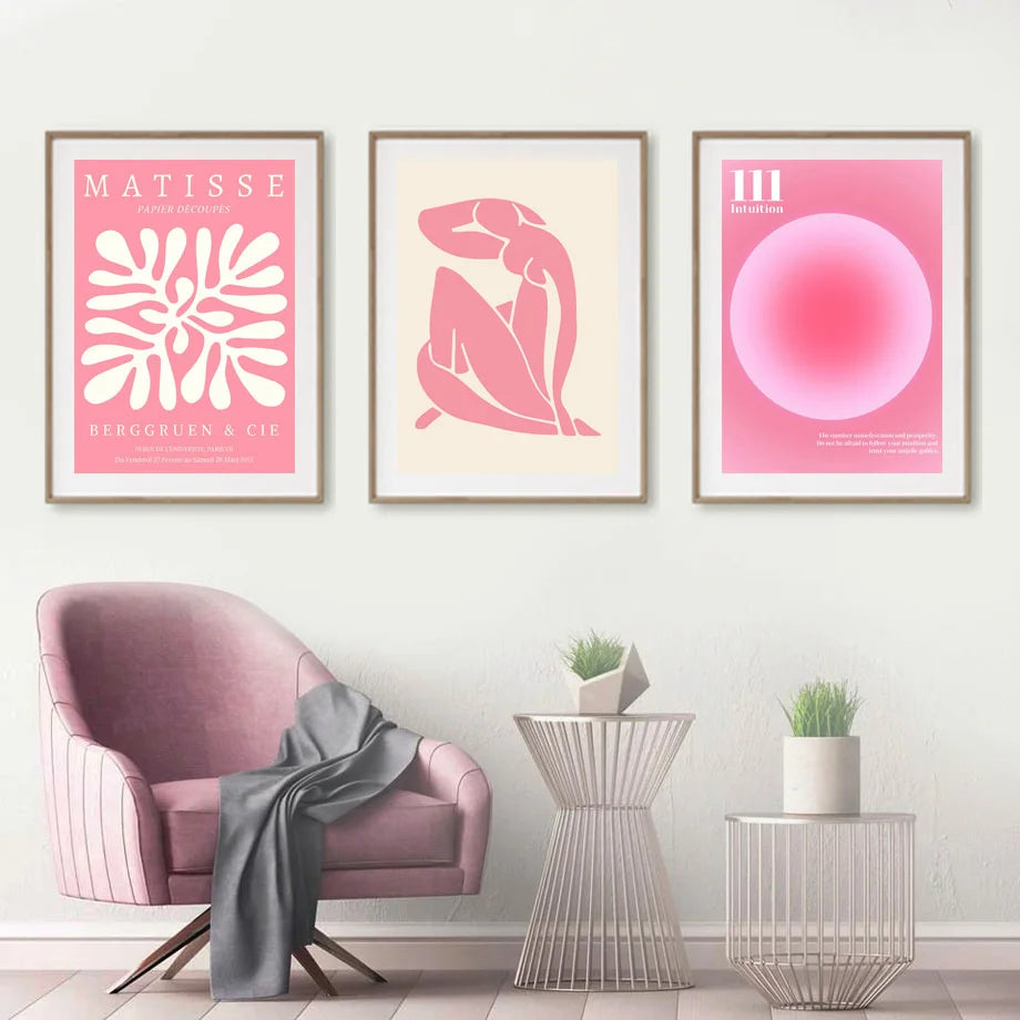 Matisse Woman Leaf Flower Drink Pink Canvas Art Clean Vanilla Store