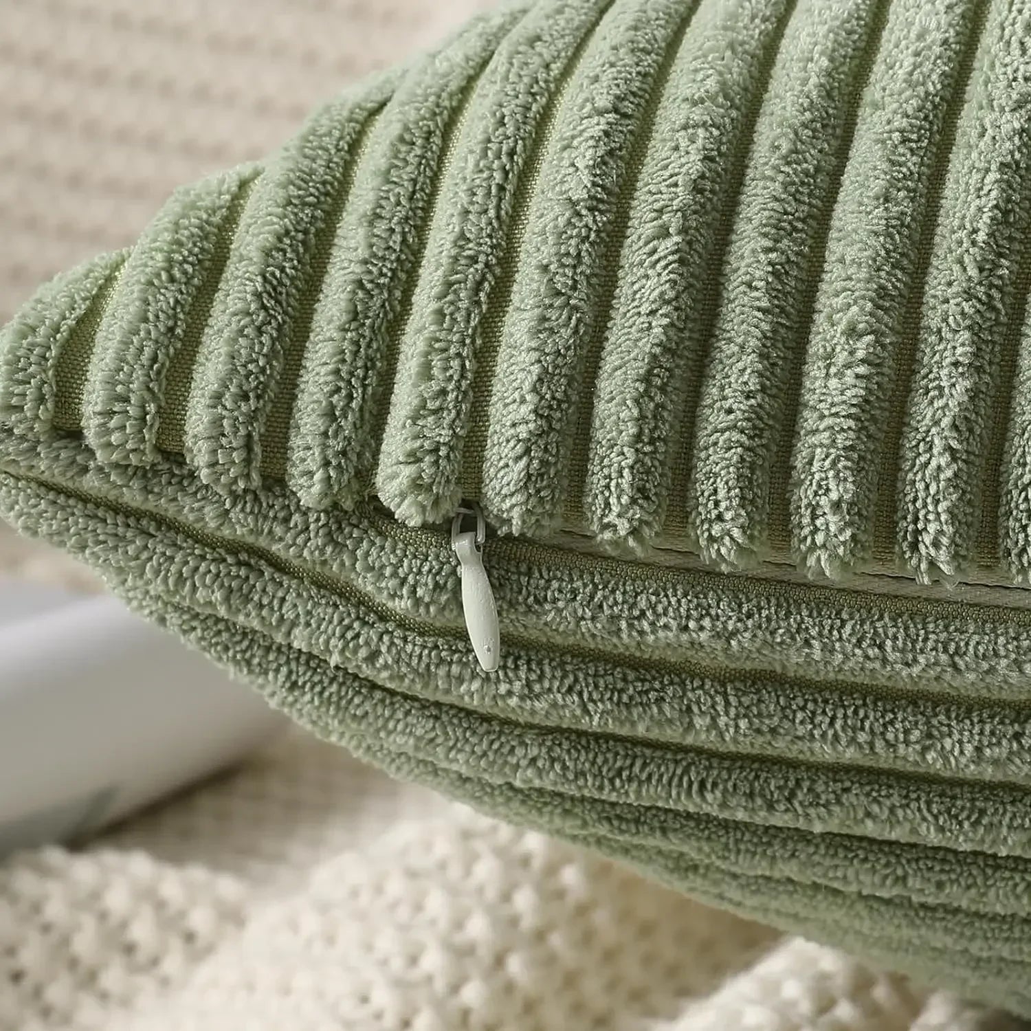 Green Luxury Corduroy Striped Cushion Covers 45x45CM Clean Vanilla Store