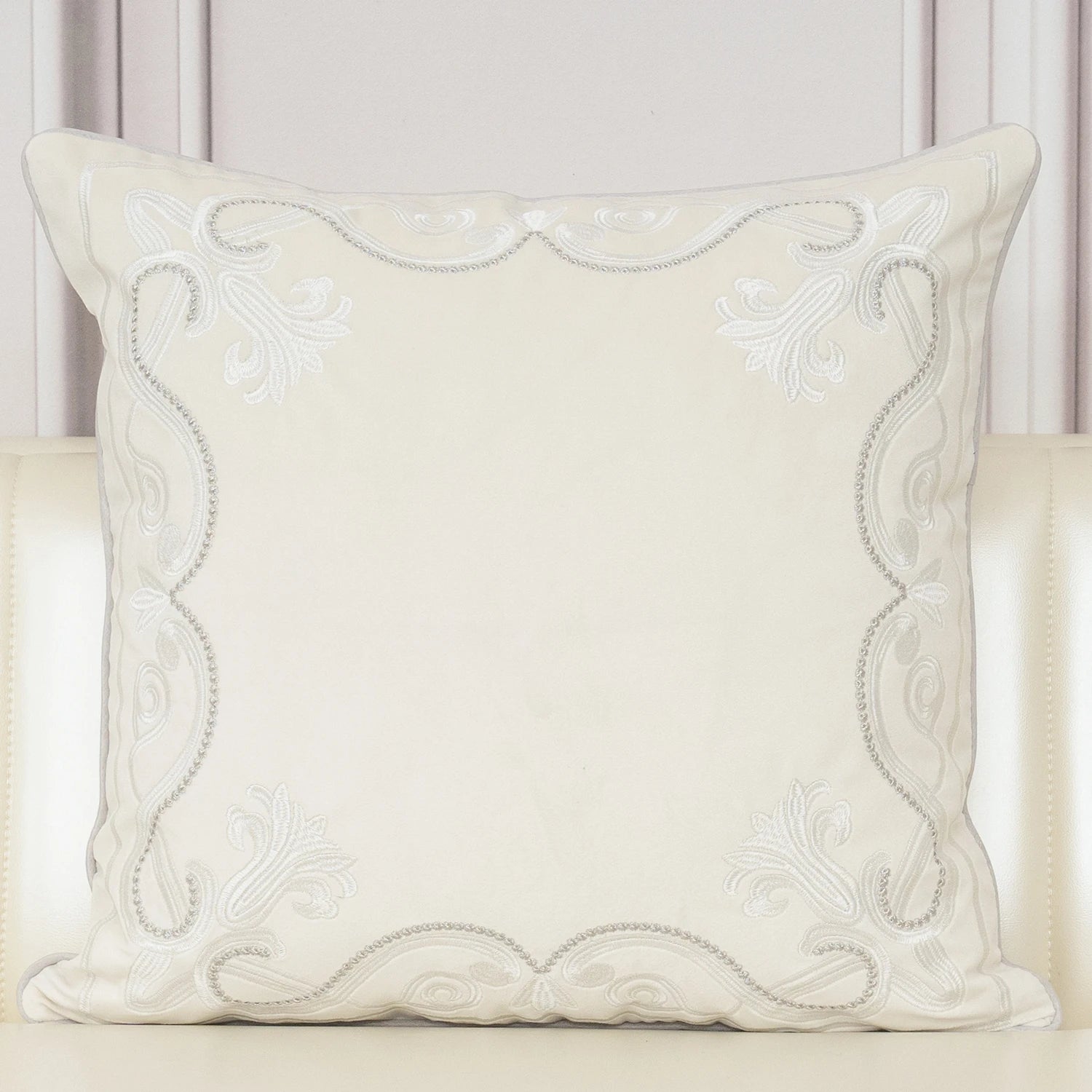 Luxury Embroidered Velvet Cushion Cover Navy Blue Brown Gray Clean Vanilla Store