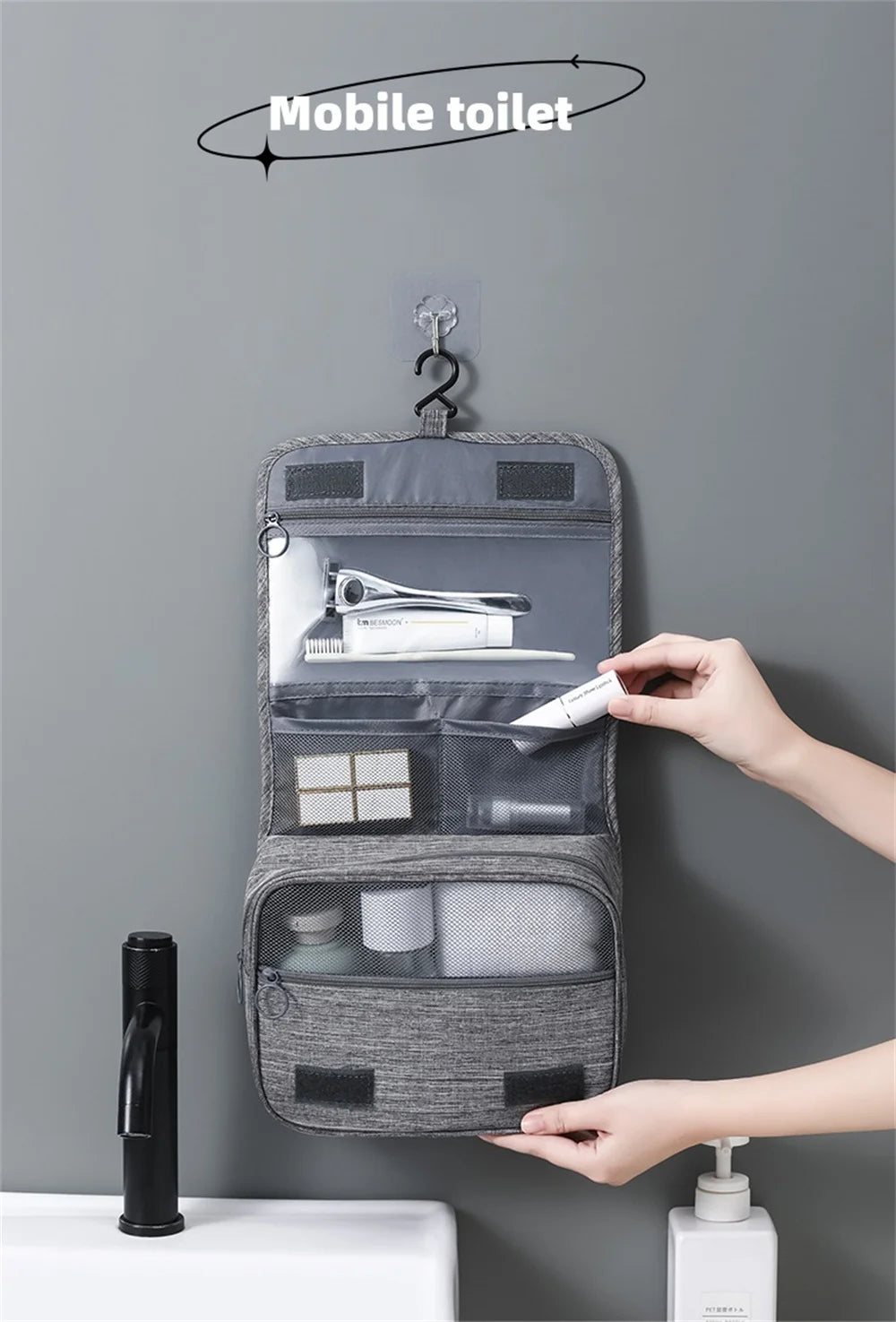 Waterproof Portable Toiletry Washbag with Hook Clean Vanilla Store