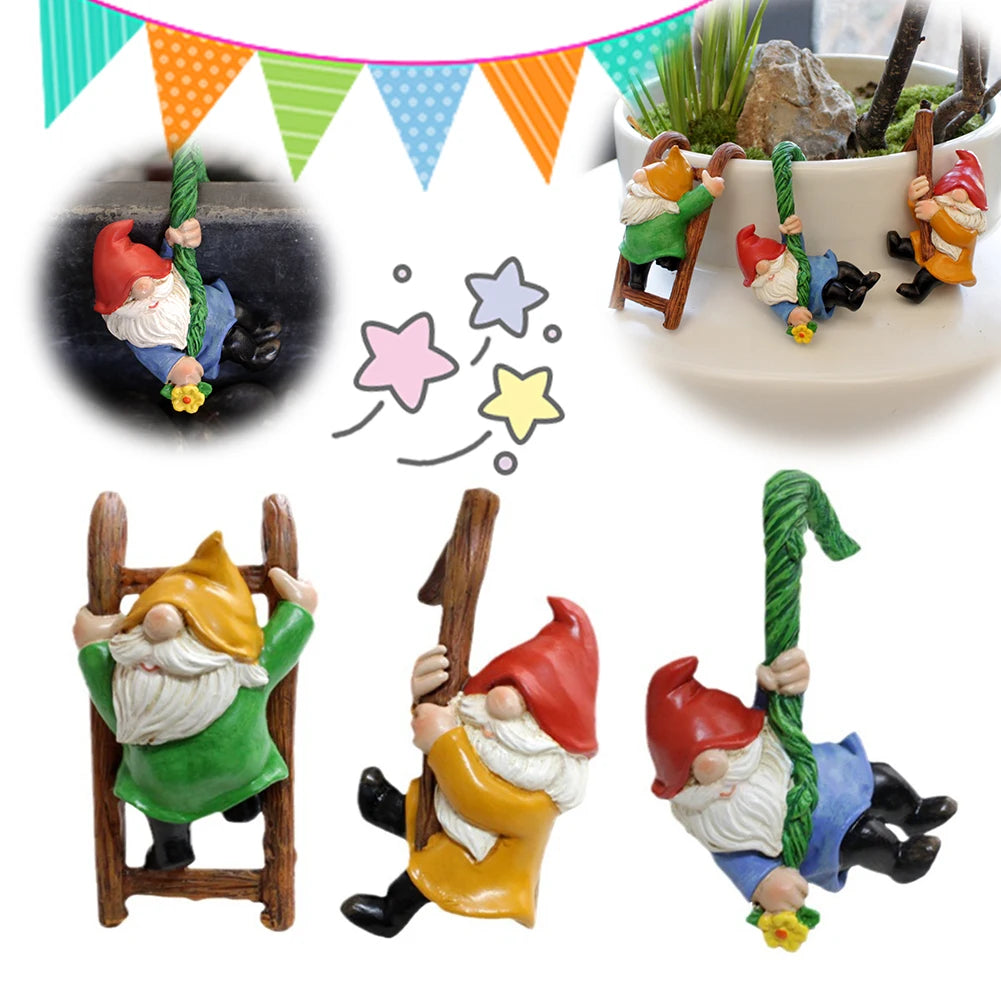 Whimsical 3Pcs Dwarf Pendant Statues for Gardens Clean Vanilla Store