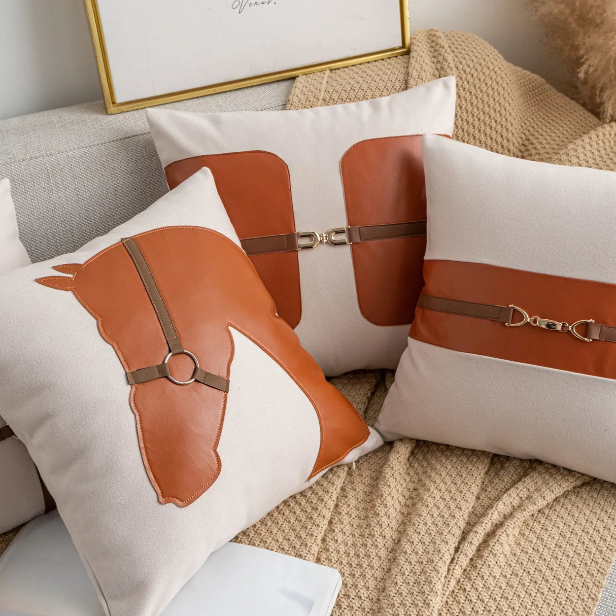 Luxury Creative Horse PU Leather Cushion Cover Clean Vanilla Store