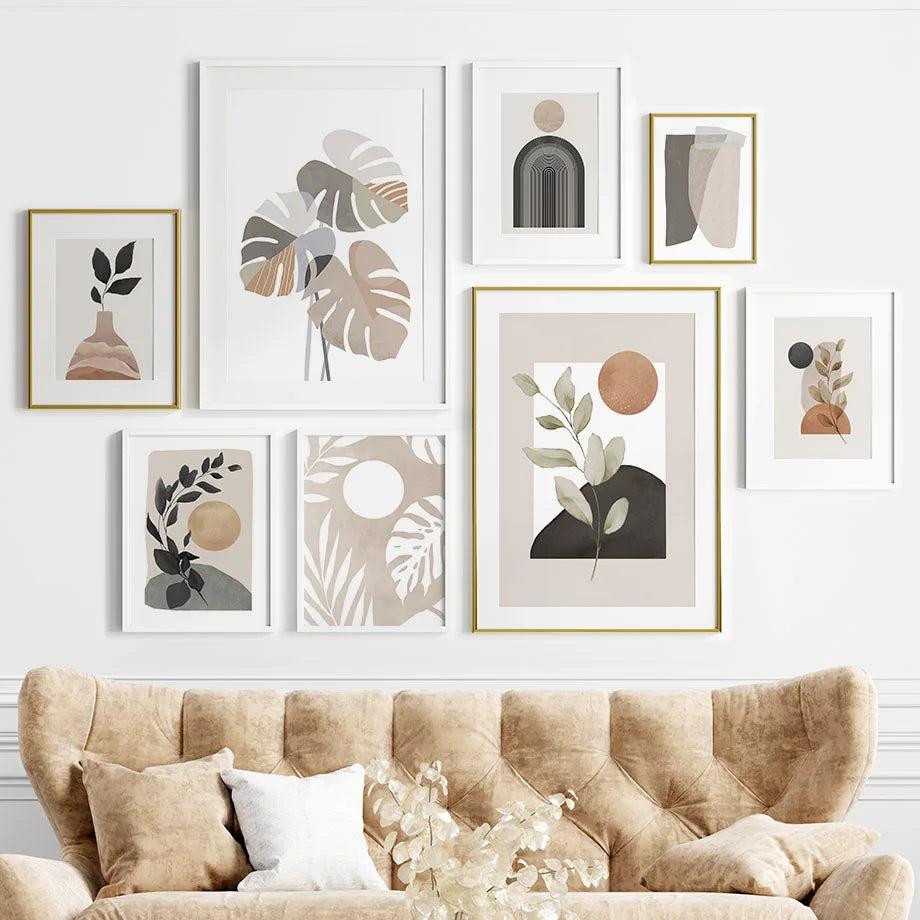 Bohemian Sun Leaf Geometry Canvas Prints - Set of 2 Clean Vanilla Store