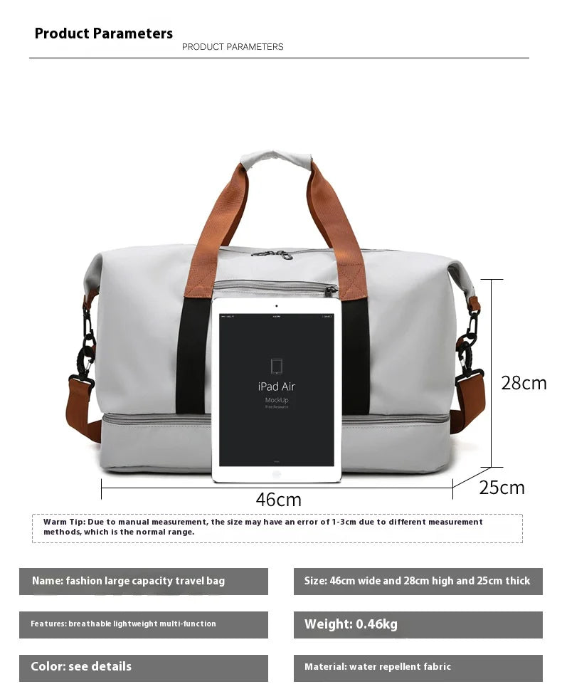 Large Capacity Travel Gym Bag Waterproof Design Clean Vanilla Store