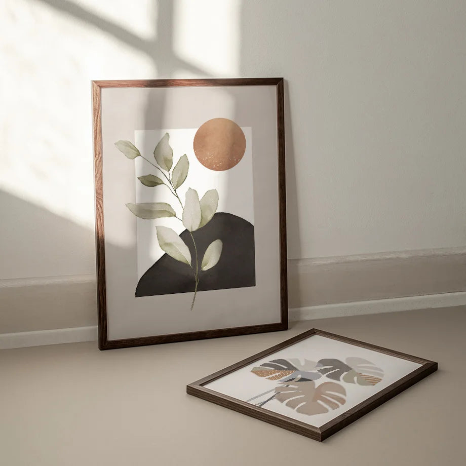 Bohemian Sun Leaf Geometry Canvas Prints - Set of 2 Clean Vanilla Store