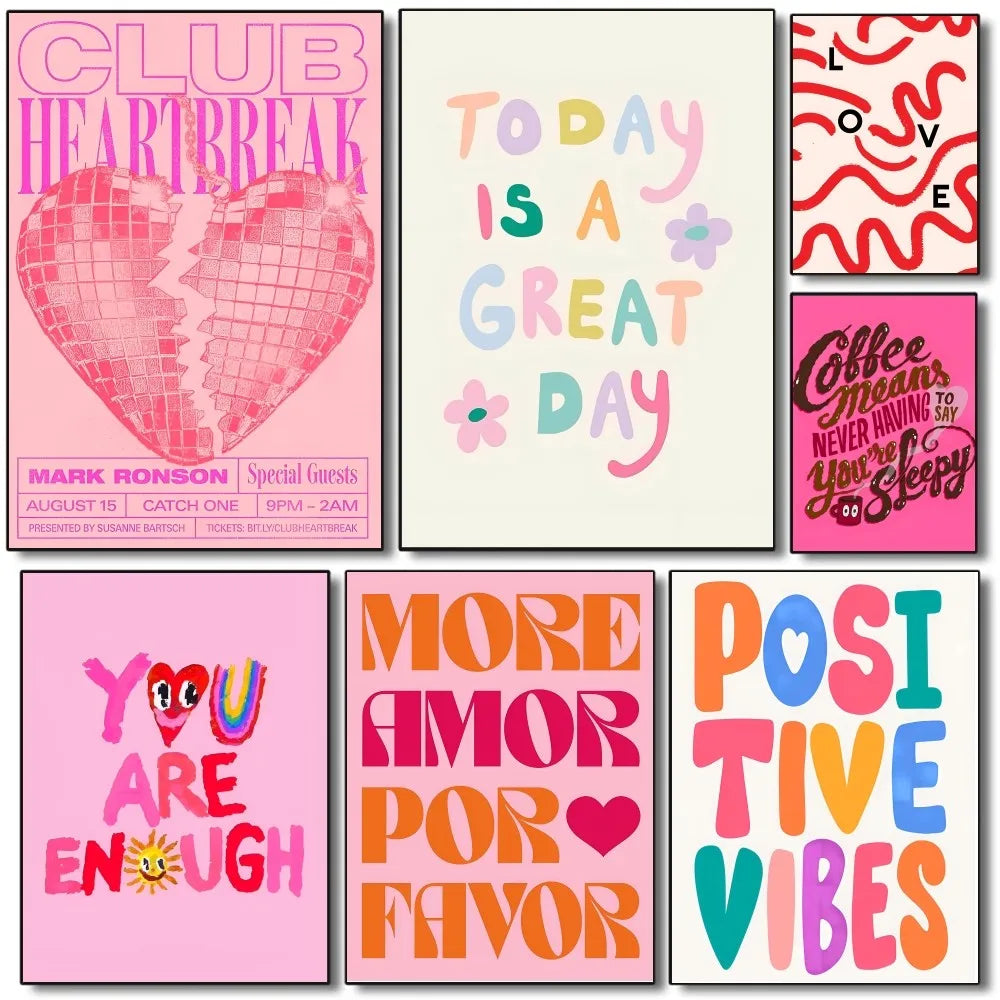 Maximalist Colorful Pink Love Poster Print Decor Clean Vanilla Store