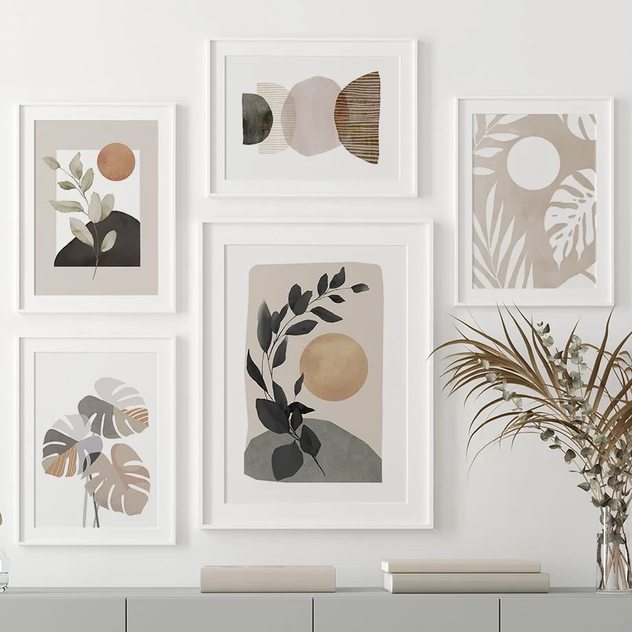 Bohemian Sun Leaf Geometry Canvas Prints - Set of 2 Clean Vanilla Store