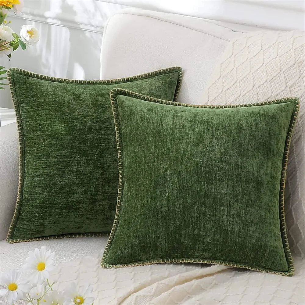 Olanly Chenille Cushion Cover 40x40cm Soft Luxury Clean Vanilla Store
