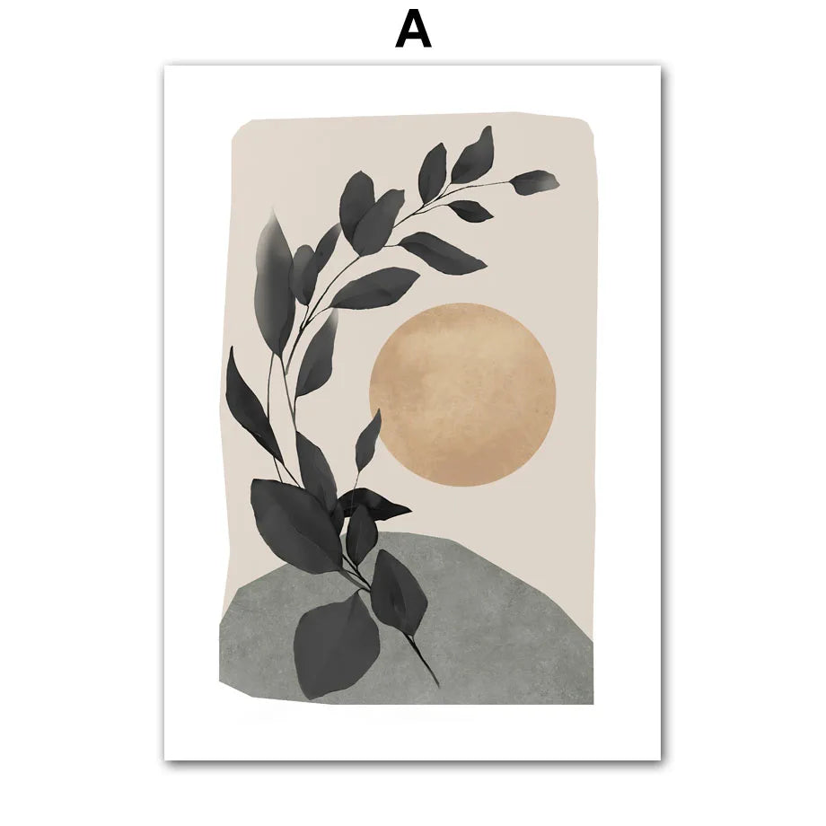 Bohemian Sun Leaf Geometry Canvas Prints - Set of 2 Clean Vanilla Store