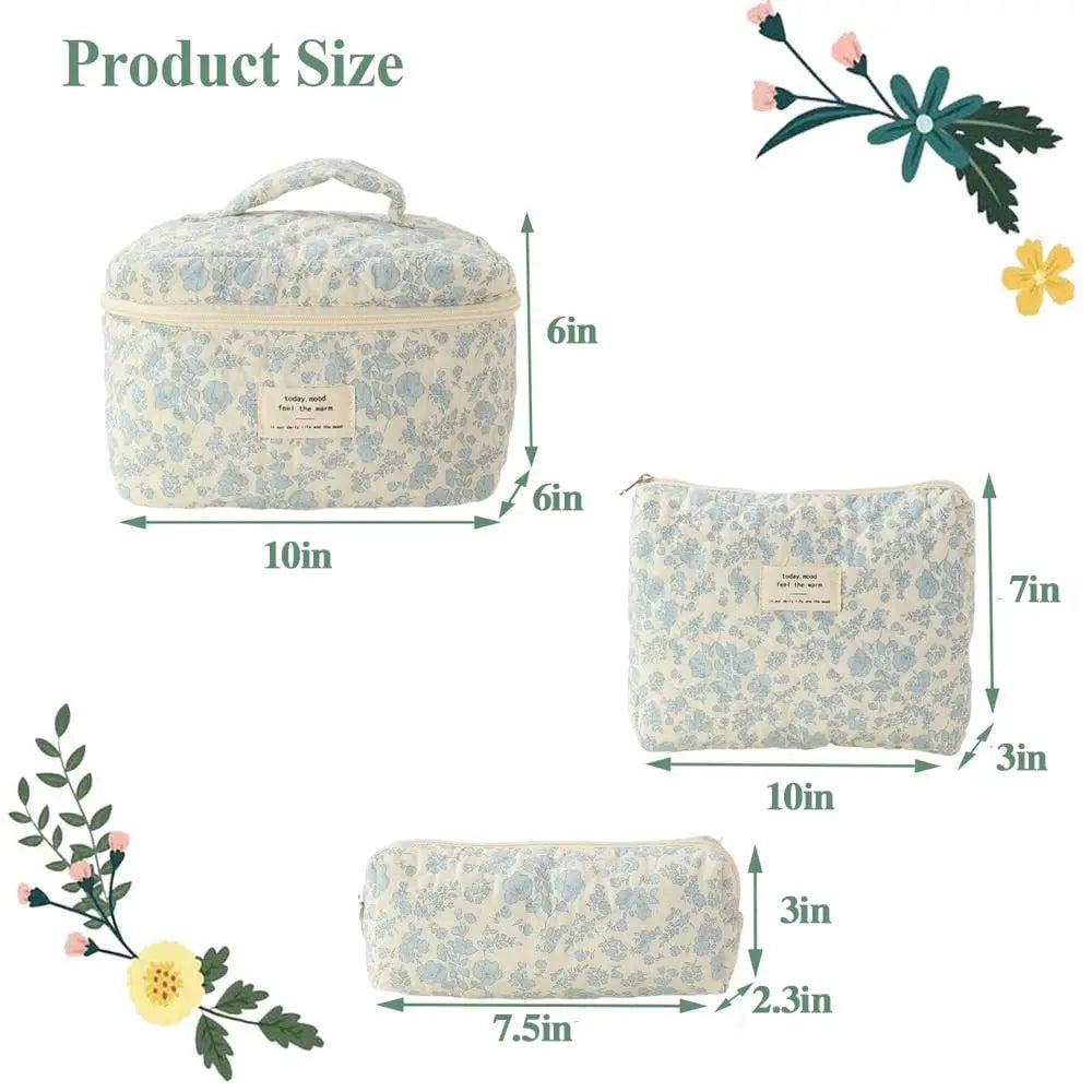 Cute Quilted Cotton Makeup Bag for Women Clean Vanilla Store