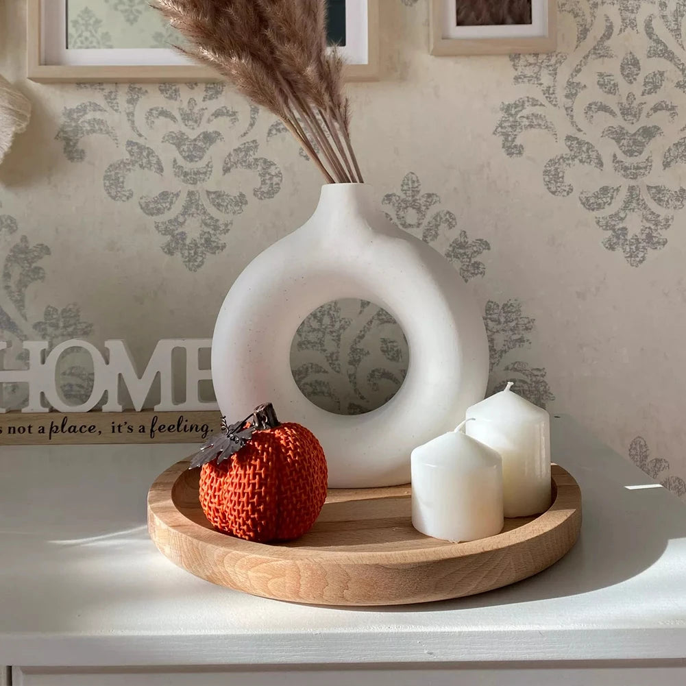Lifeideas Nordic Style White Ceramic Round Vase Clean Vanilla Store