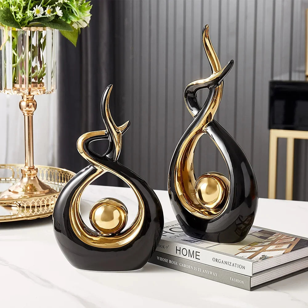 Light Luxury Modern Ceramic Abstract Sculpture Clean Vanilla Store