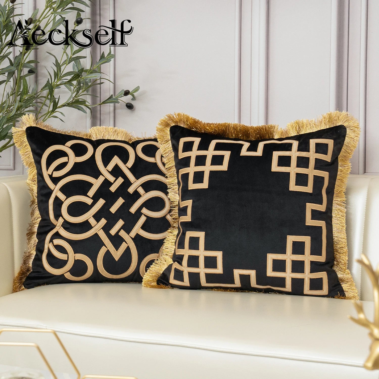 Luxury Gold Velvet Cushion Cover with Tassel Clean Vanilla Store