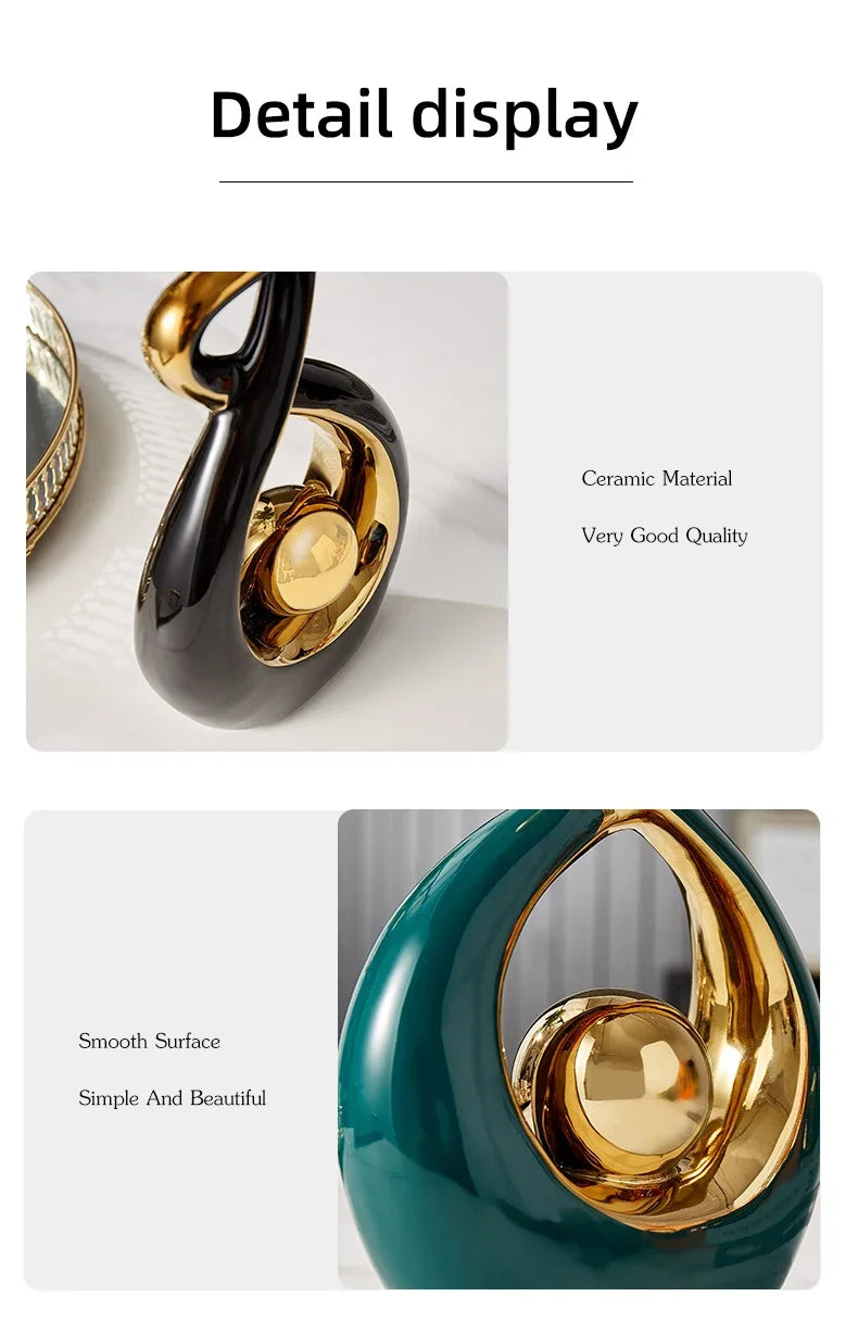 Light Luxury Modern Ceramic Abstract Sculpture Clean Vanilla Store
