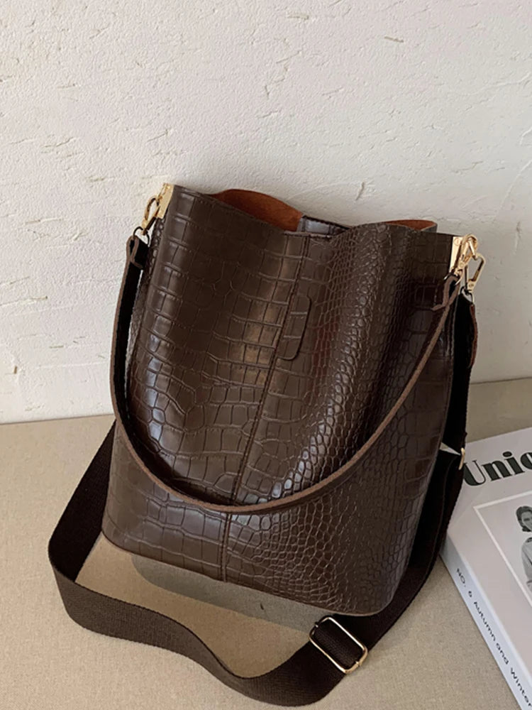 Vintage Crocodile Pattern Crossbody Bag for Women Clean Vanilla Store