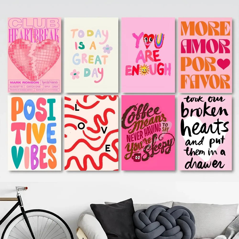 Maximalist Colorful Pink Love Poster Print Decor Clean Vanilla Store