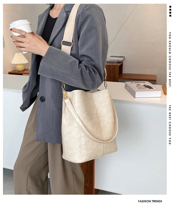 Vintage Crocodile Pattern Crossbody Bag for Women Clean Vanilla Store