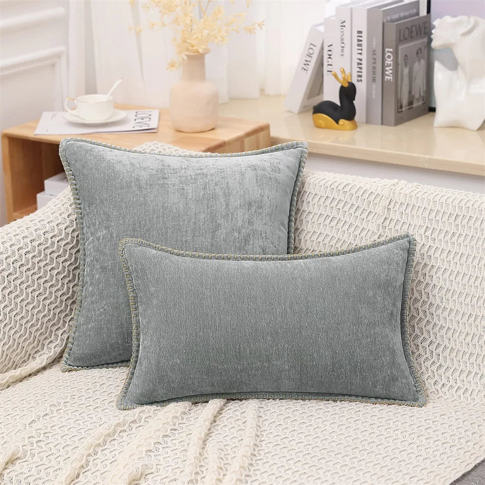 Olanly Chenille Cushion Cover 40x40cm Soft Luxury Clean Vanilla Store