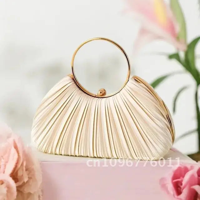 Women Satin Evening Top Handle Handbags - Party Bags Clean Vanilla Store