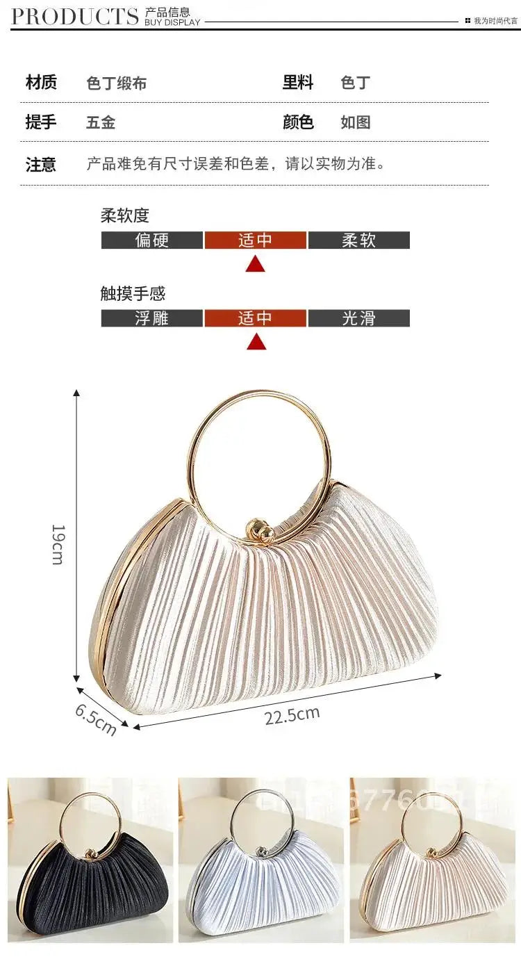 Women Satin Evening Top Handle Handbags - Party Bags Clean Vanilla Store