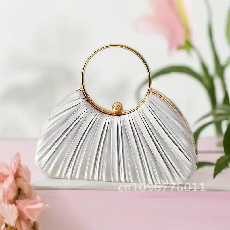 Women Satin Evening Top Handle Handbags - Party Bags Clean Vanilla Store