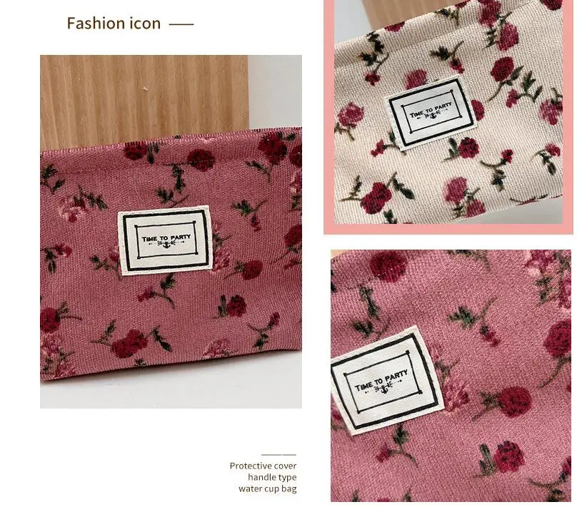 New Small Women's Cosmetic Bag with Floral Design Clean Vanilla Store