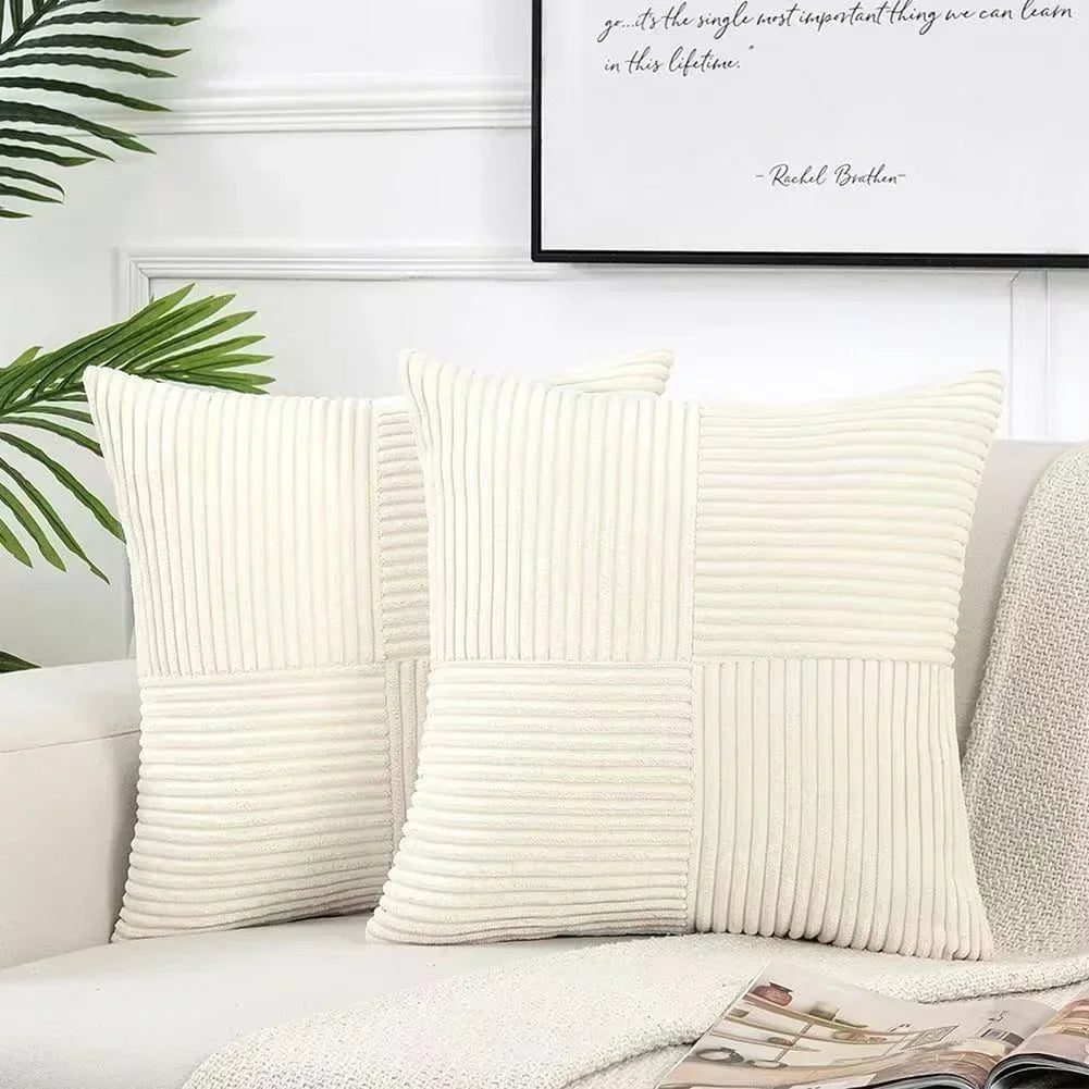 Green Luxury Corduroy Striped Cushion Covers 45x45CM Clean Vanilla Store