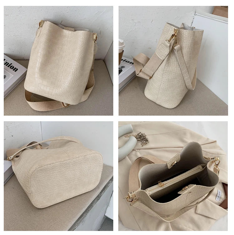 Vintage Crocodile Pattern Crossbody Bag for Women Clean Vanilla Store