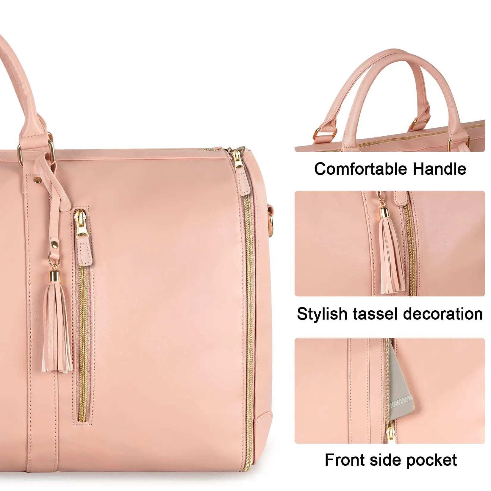Large PU Leather Foldable Travel Duffel Bag Clean Vanilla Store