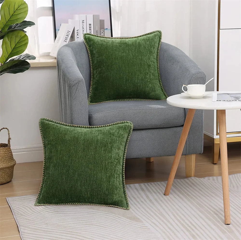 Olanly Chenille Cushion Cover 40x40cm Soft Luxury Clean Vanilla Store