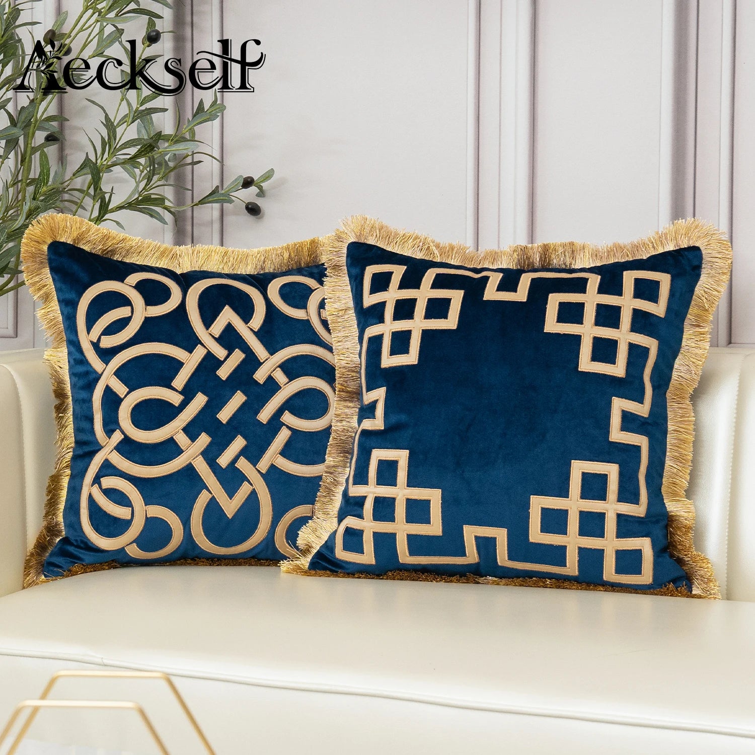 Luxury Gold Velvet Cushion Cover with Tassel Clean Vanilla Store