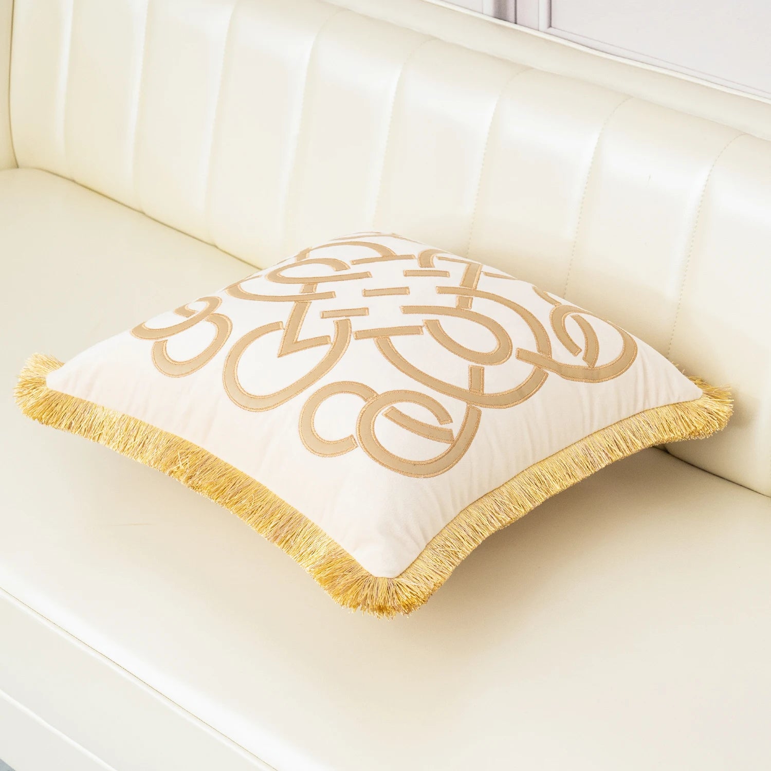 Luxury Gold Velvet Cushion Cover with Tassel Clean Vanilla Store