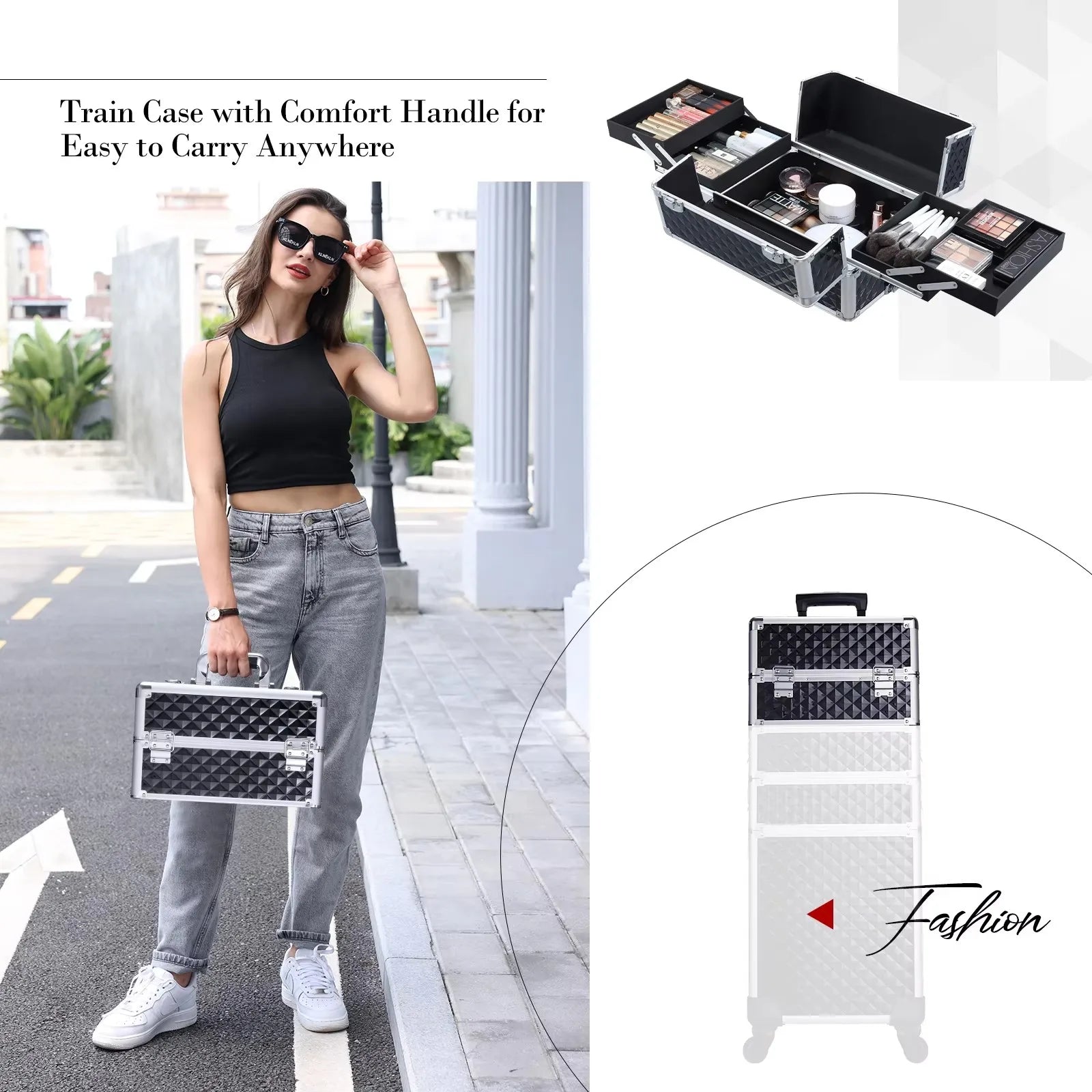 Detachable 4 in 1 Makeup Trolley Case on Wheels Clean Vanilla Store