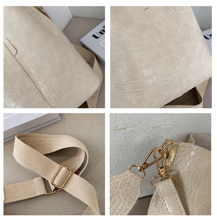 Vintage Crocodile Pattern Crossbody Bag for Women Clean Vanilla Store