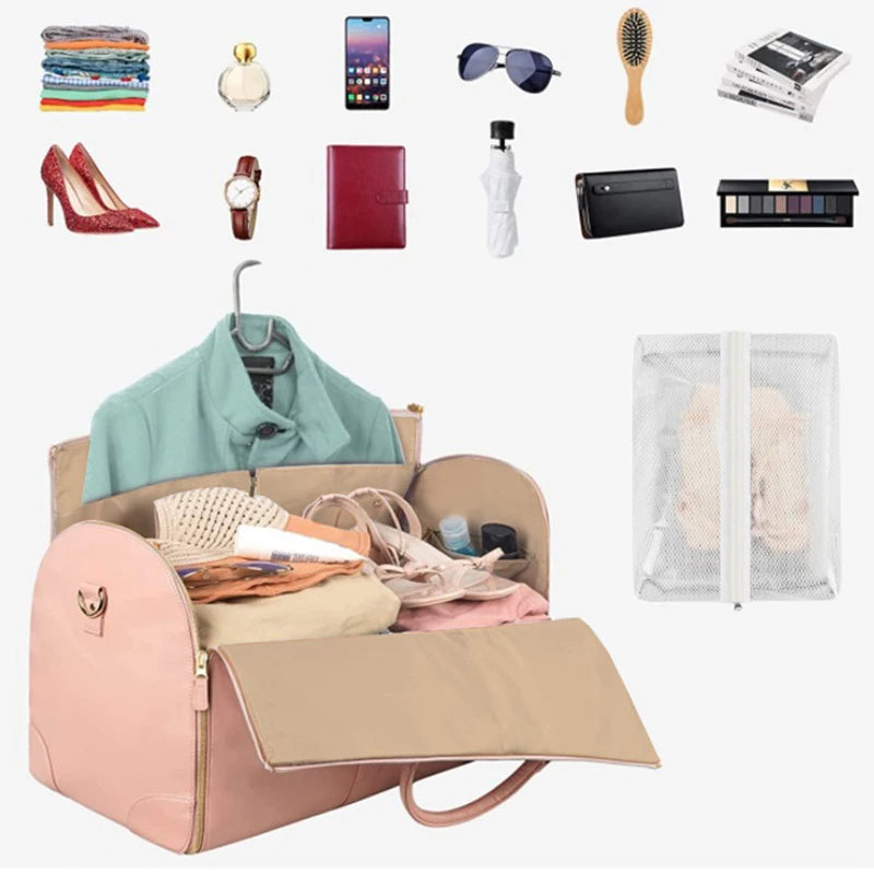 Large PU Leather Foldable Travel Duffel Bag Clean Vanilla Store