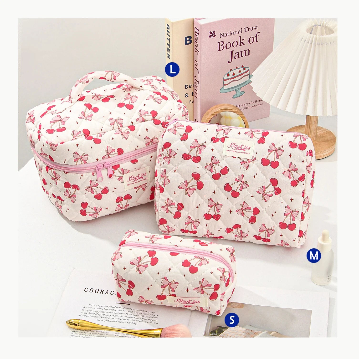 Cute Quilted Cotton Makeup Bag for Women Clean Vanilla Store