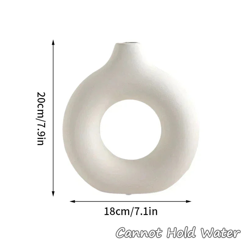 Imitation Ceramic Pure White Vase Donut Design Clean Vanilla Store