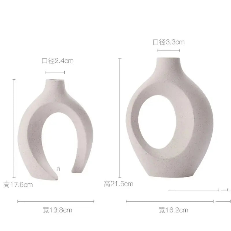Hollow Nordic Modern Ceramic Vase Set of 2 Clean Vanilla Store