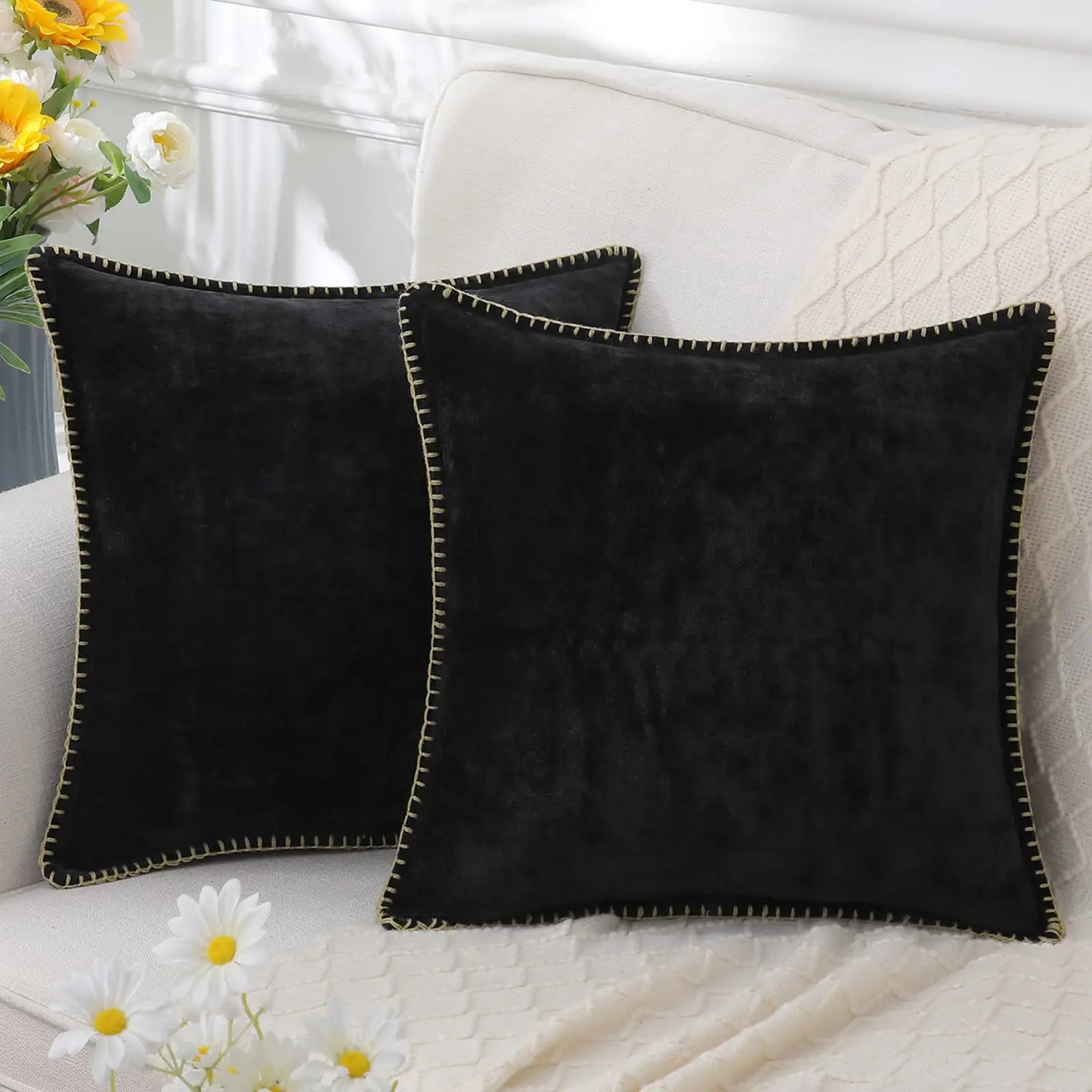 Olanly Chenille Cushion Cover 40x40cm Soft Luxury Clean Vanilla Store