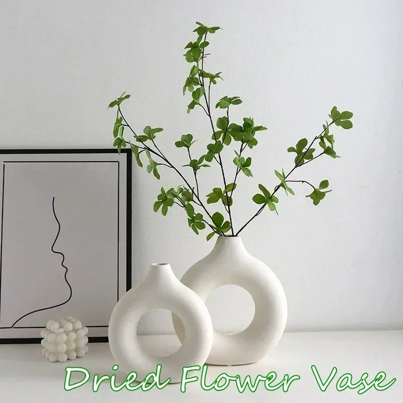 Imitation Ceramic Pure White Vase Donut Design Clean Vanilla Store