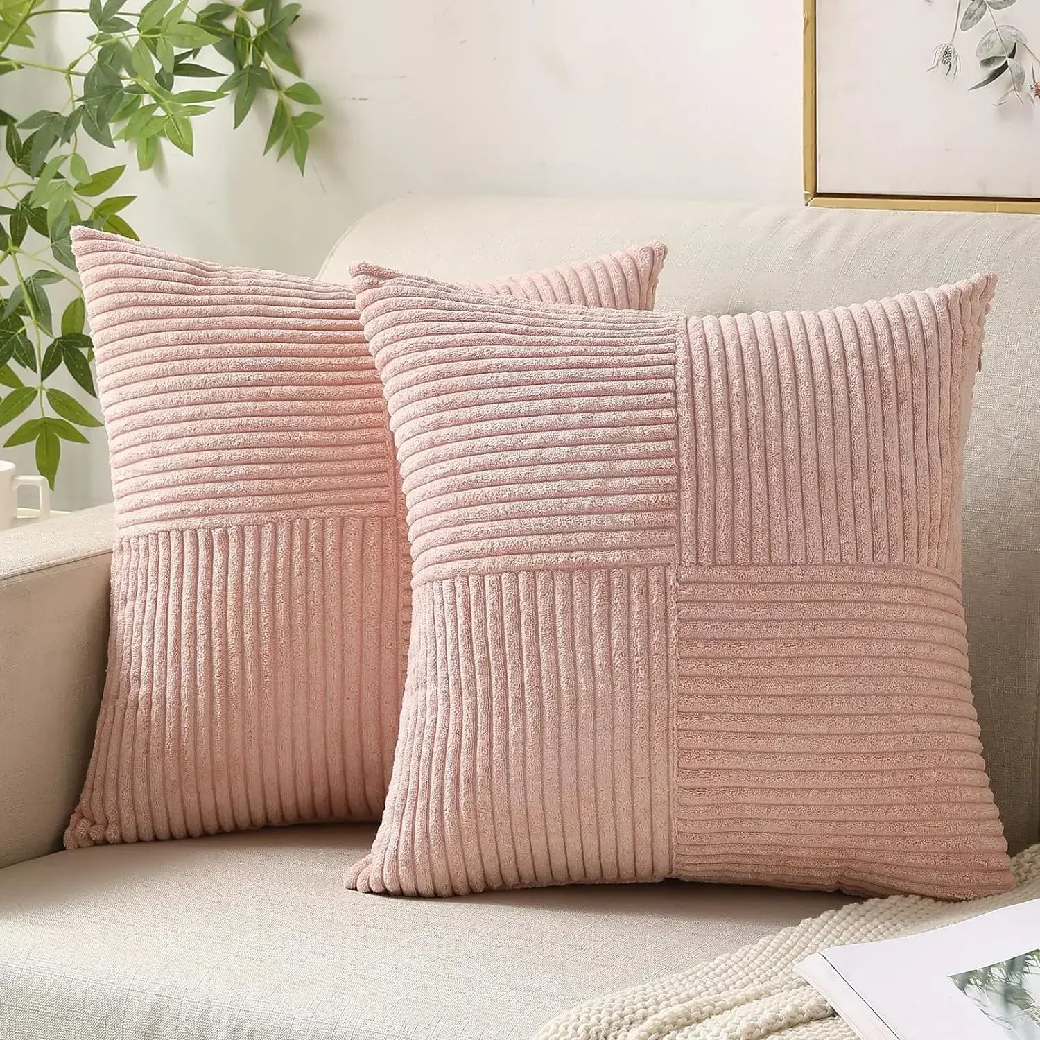 Green Luxury Corduroy Striped Cushion Covers 45x45CM Clean Vanilla Store