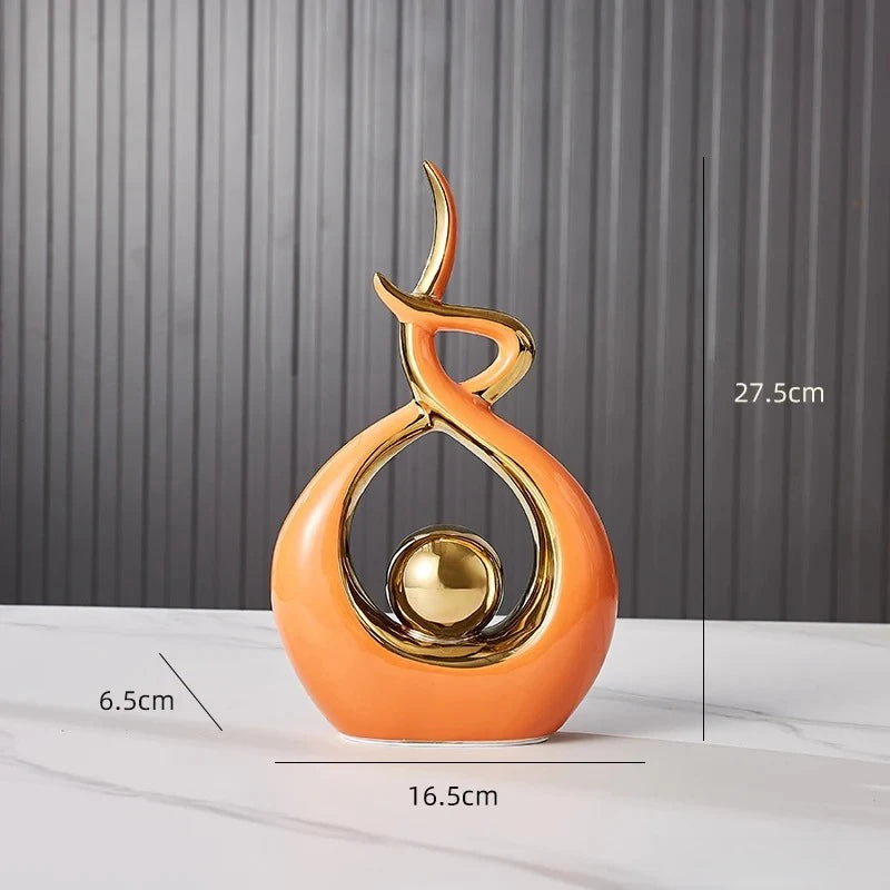Light Luxury Modern Ceramic Abstract Sculpture Clean Vanilla Store