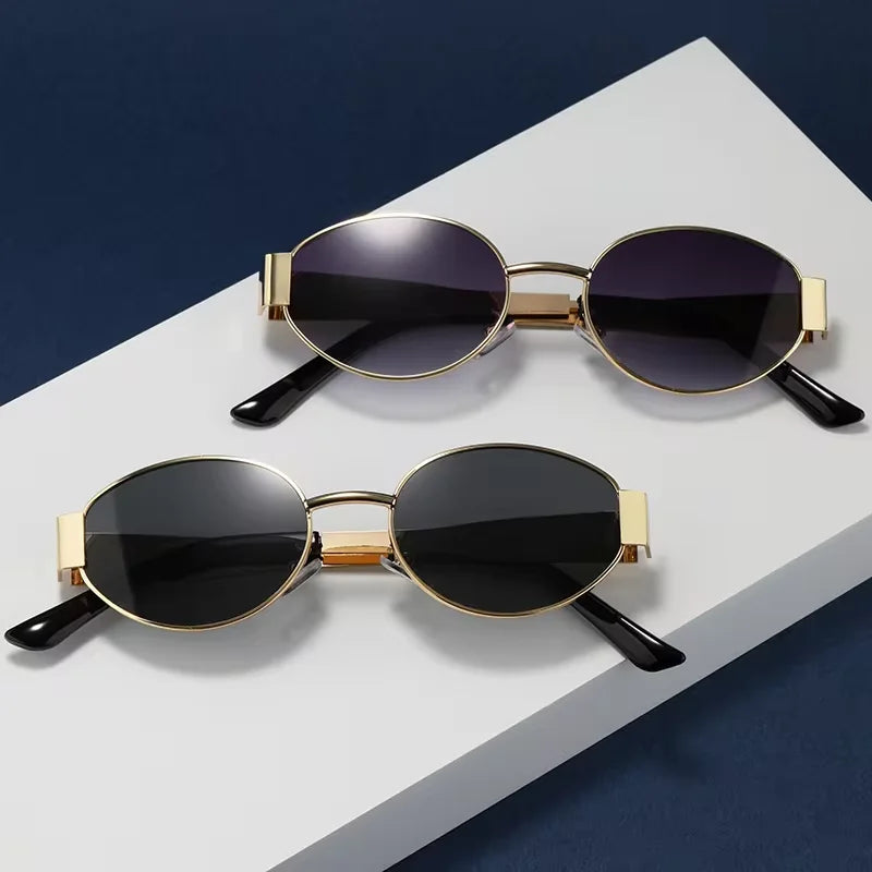 Stylish Unisex Oval Sunglasses Retro Shades for Summer Fun Clean Vanilla Store