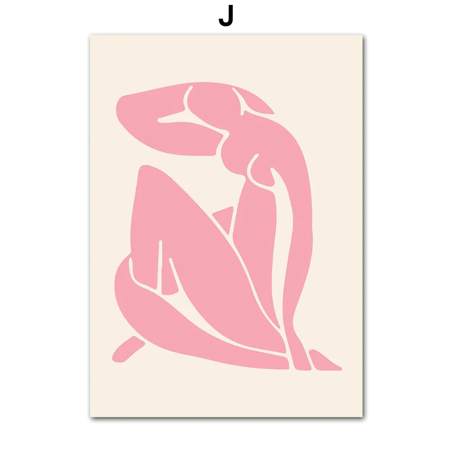 Matisse Woman Leaf Flower Drink Pink Canvas Art Clean Vanilla Store